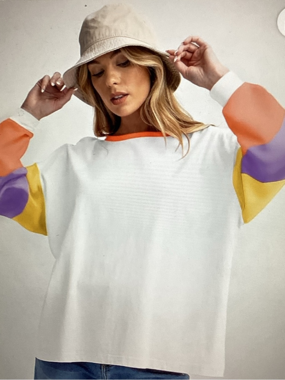 Miduo XXL Colorblock long sleeve Crewneck- 95% Cotton - Picture 2 of 5